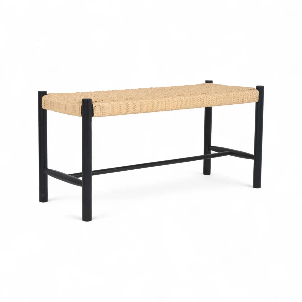 Sitzbank Shine mit Geflechtsitz - Schwarz/Beige