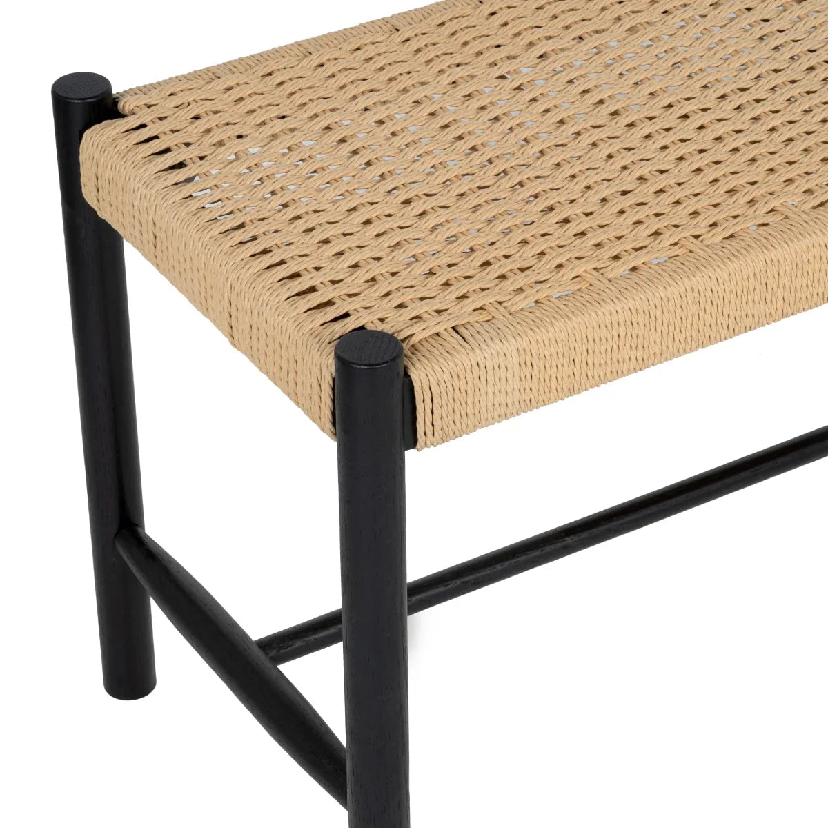 Sitzbank Shine mit Geflechtsitz - Schwarz/Beige