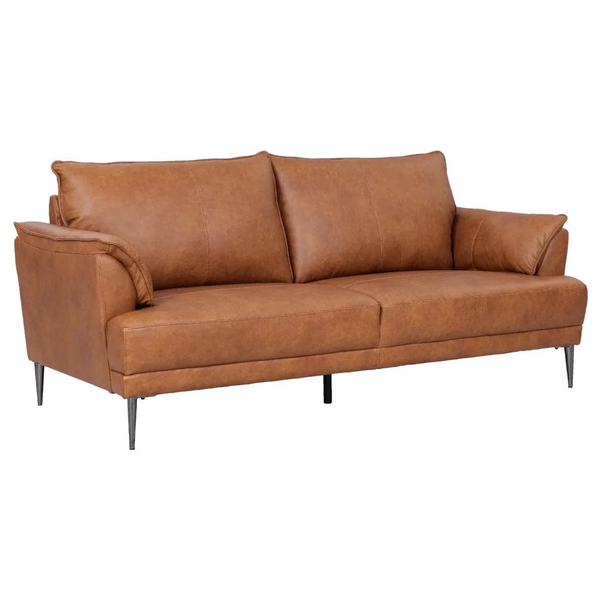 FURNHOUSE Soul 3-Sitzer Ledersofa - Echtleder Cognac Braun