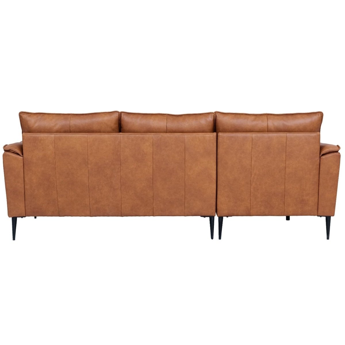 L-Form Ledersofa mit Ottomane Links - Echtleder Cognac Braun