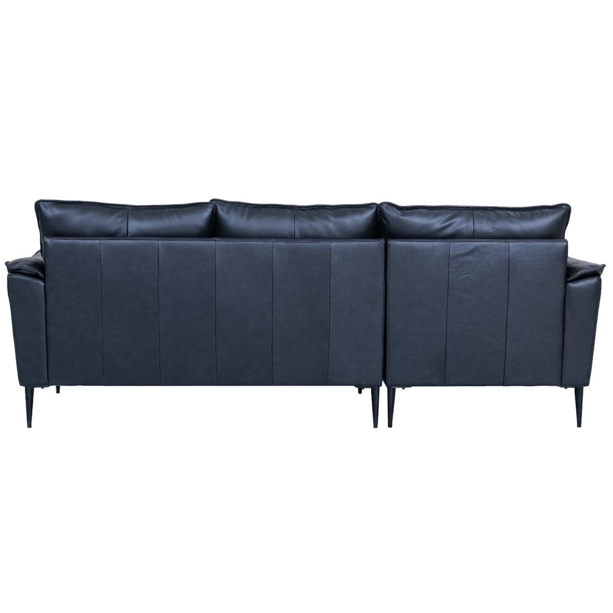 L-Form Ledersofa mit Ottomane Links - Echtleder Schwarz