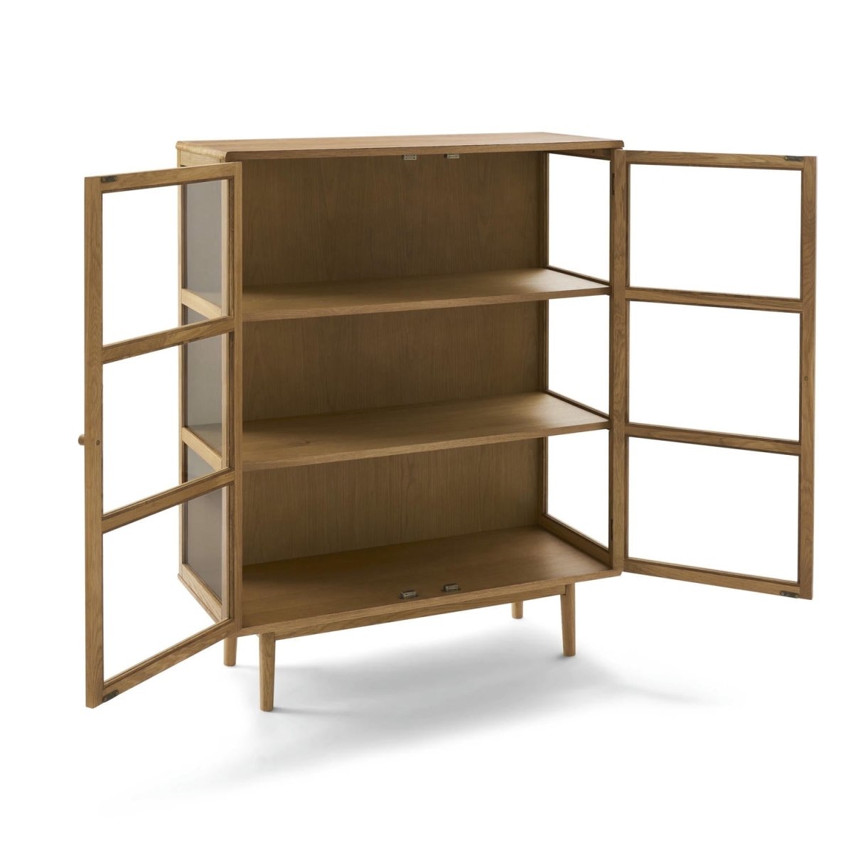 Highboard mit Glastüren - 100 cm breit - Wildeiche