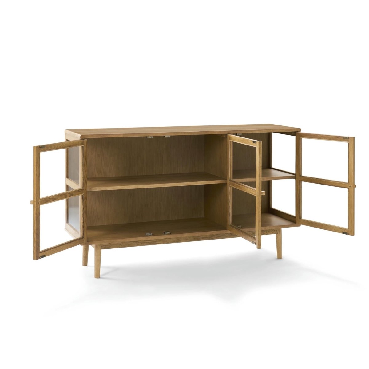 Sideboard mit 3 Glastüren - 137 cm breit - Wildeiche