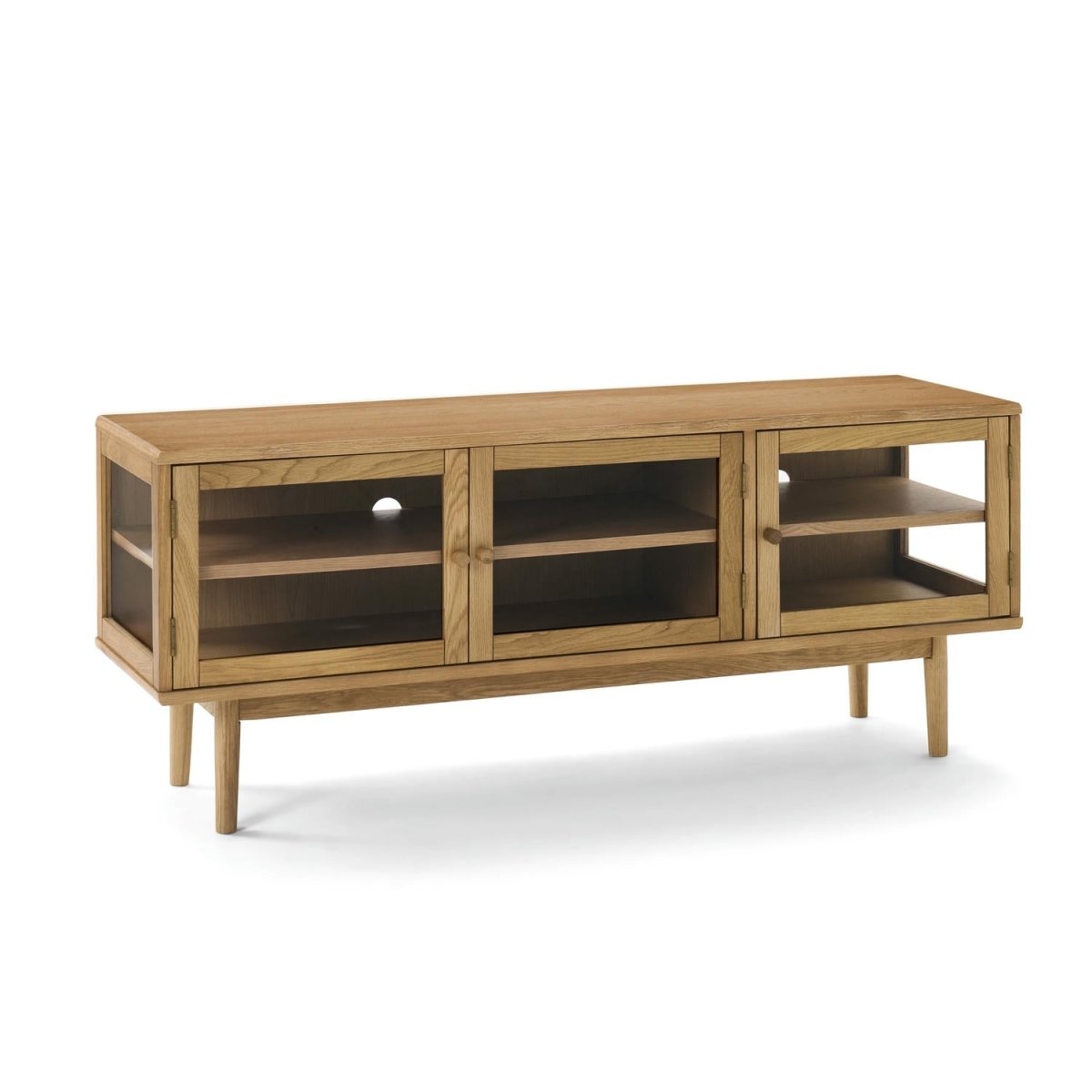 TV-Tisch mit 3 Glastüren - 137 cm breit - Wildeiche