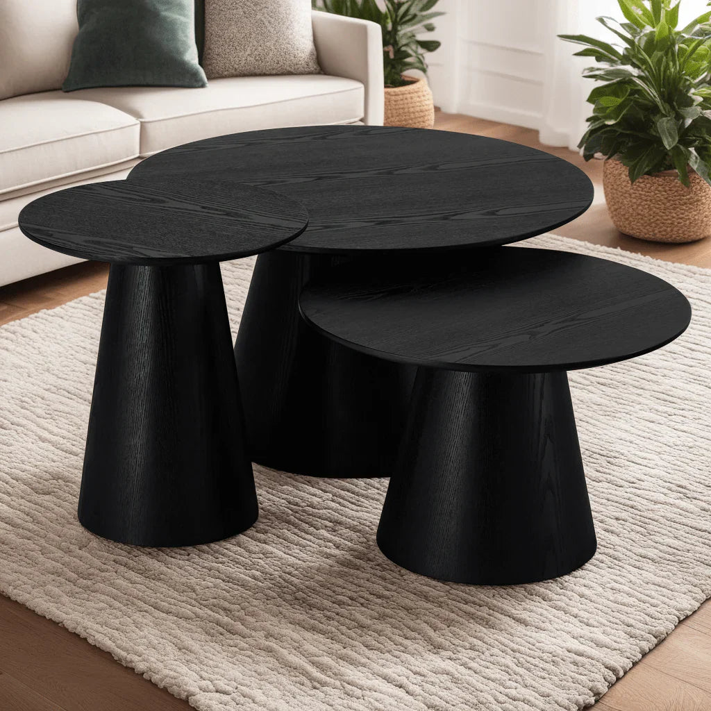 FURNHOUSE Tango Couchtisch Rund ø45 cm - Eiche Schwarz