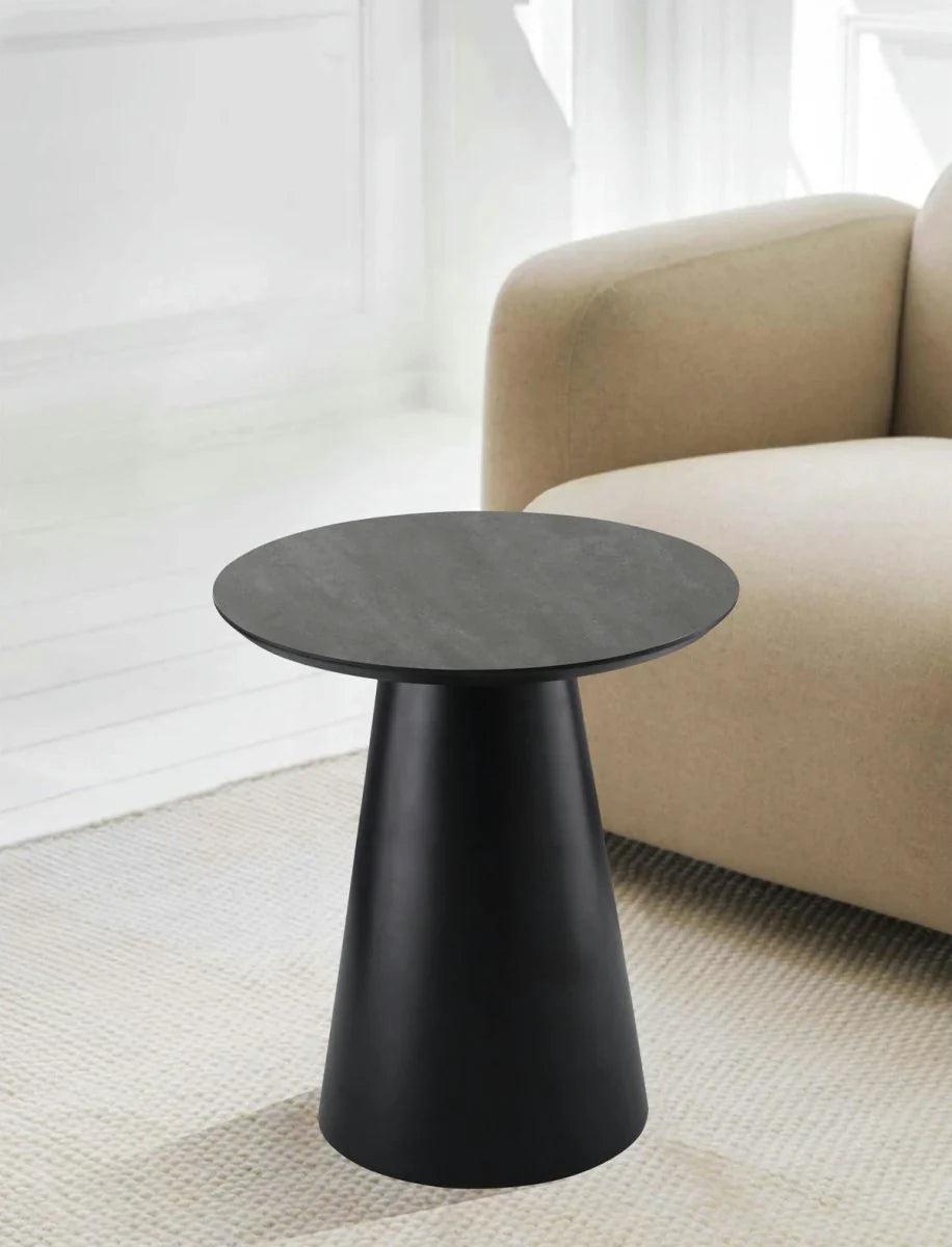 FURNHOUSE Tango Couchtisch Rund ø45 cm - Marmoroptik Dunkelgrau