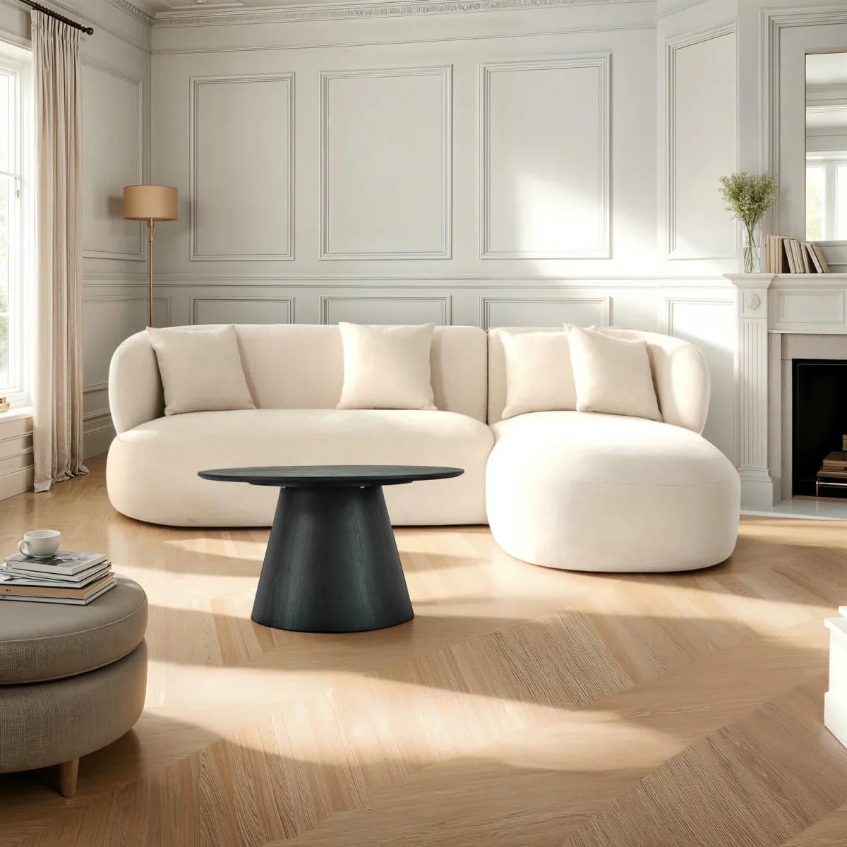 FURNHOUSE Tango Couchtisch Rund ø60 cm - Eiche Schwarz