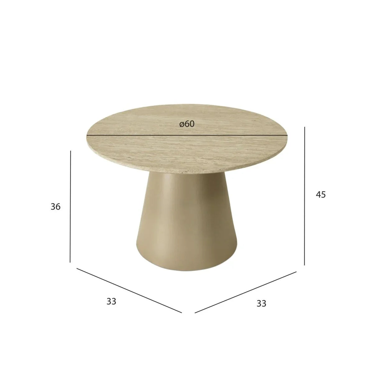 FURNHOUSE Tango Couchtisch Rund ø60 cm - Travertine-Optik Beige