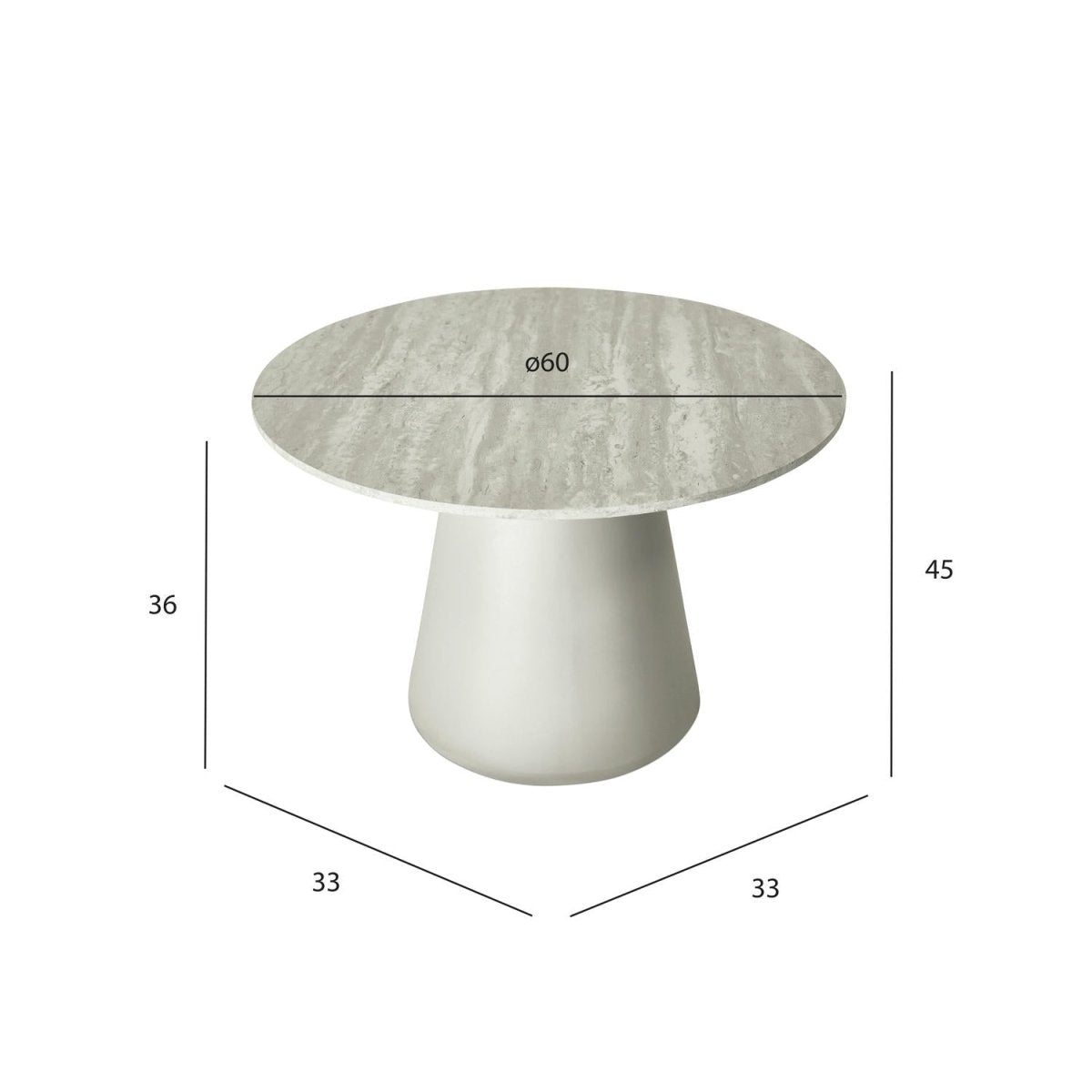 Couchtisch Rund ø60 cm - Travertine-Optik Grau