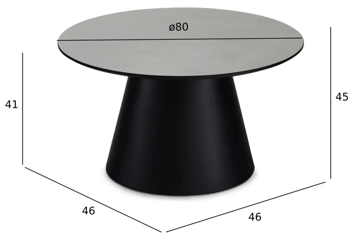 Couchtisch Rund ø80 cm - Marmoroptik Hellgrau