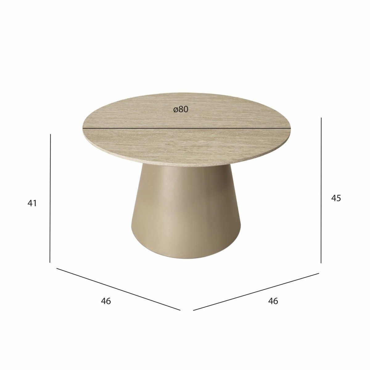 Couchtisch Rund ø80 cm - Travertine-Optik Beige