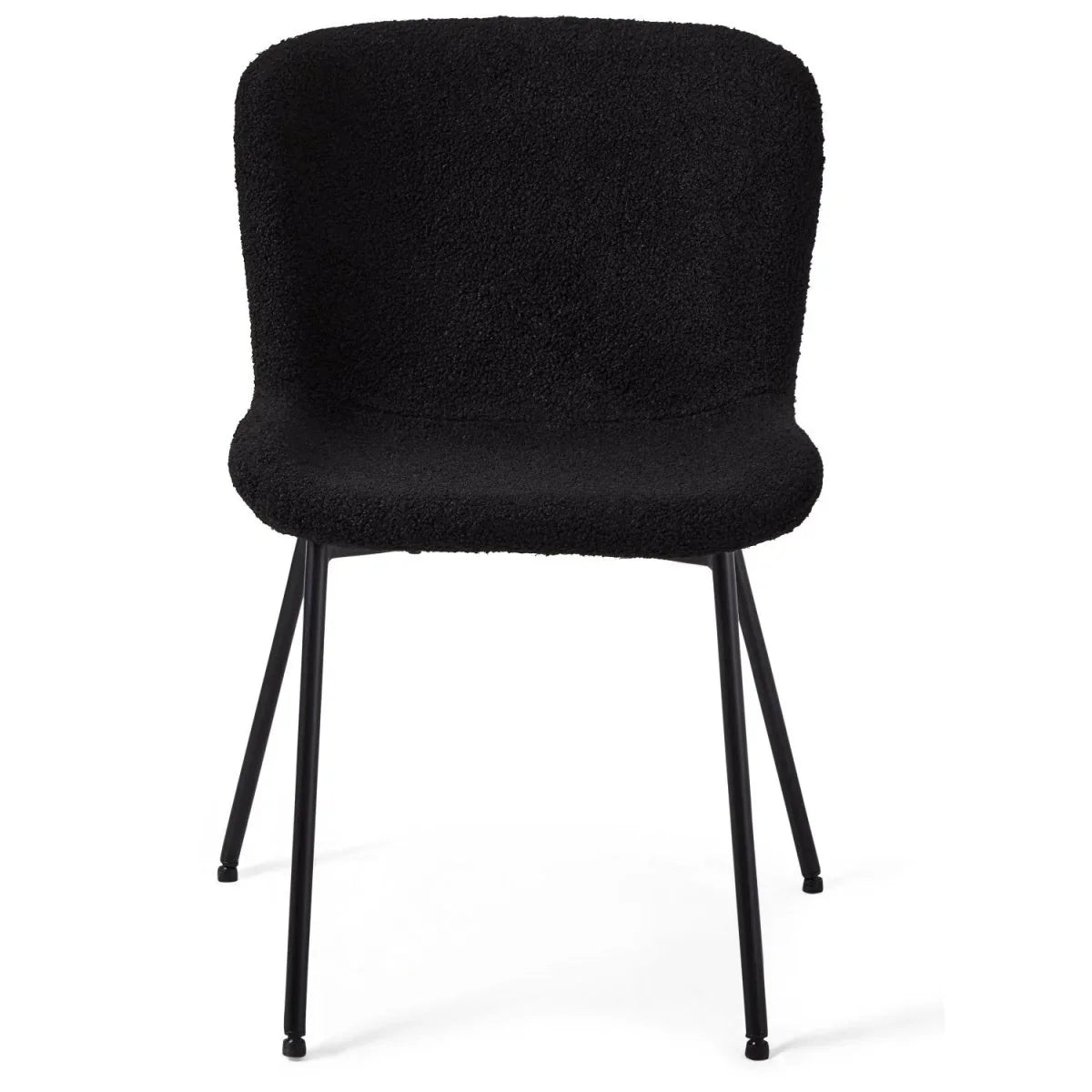 FURNHOUSE Teddy Esszimmerstühle 2er Set - Bouclé-Stoff Schwarz