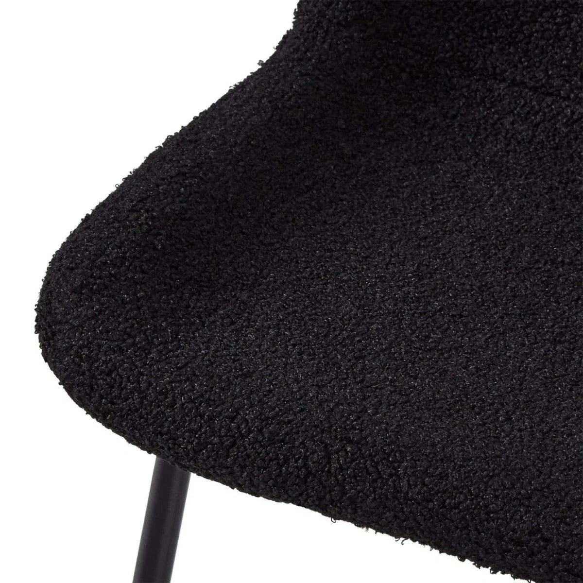 FURNHOUSE Teddy Esszimmerstühle 2er Set - Bouclé-Stoff Schwarz