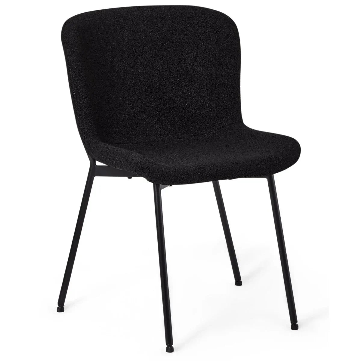 FURNHOUSE Teddy Esszimmerstühle 2er Set - Bouclé-Stoff Schwarz