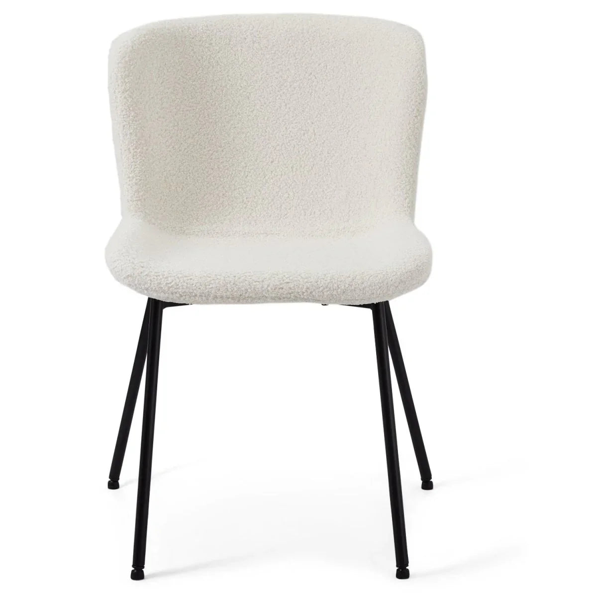 FURNHOUSE Teddy Esszimmerstühle 2er Set - Bouclé-Stoff Weiß