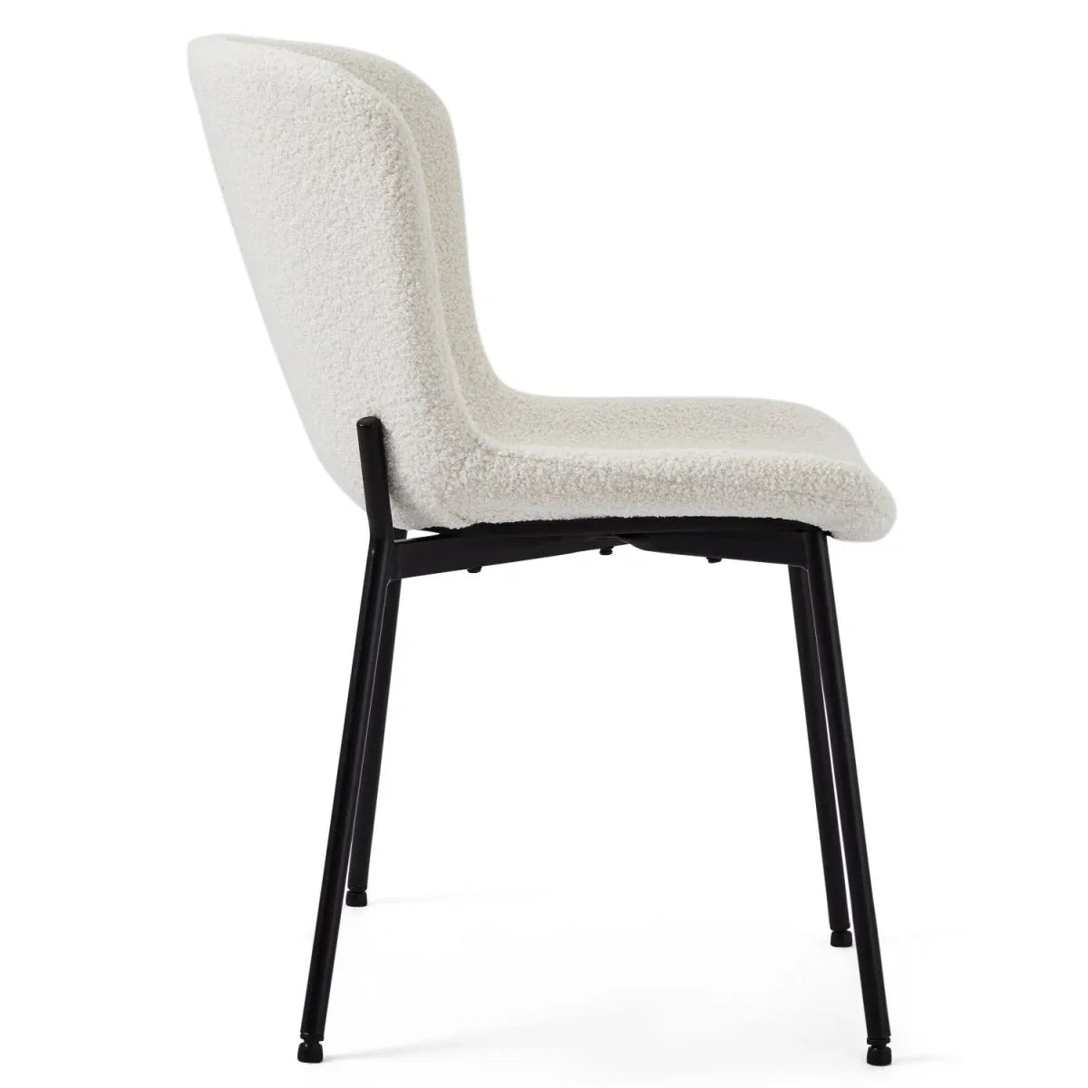 FURNHOUSE Teddy Esszimmerstühle 2er Set - Bouclé-Stoff Weiß