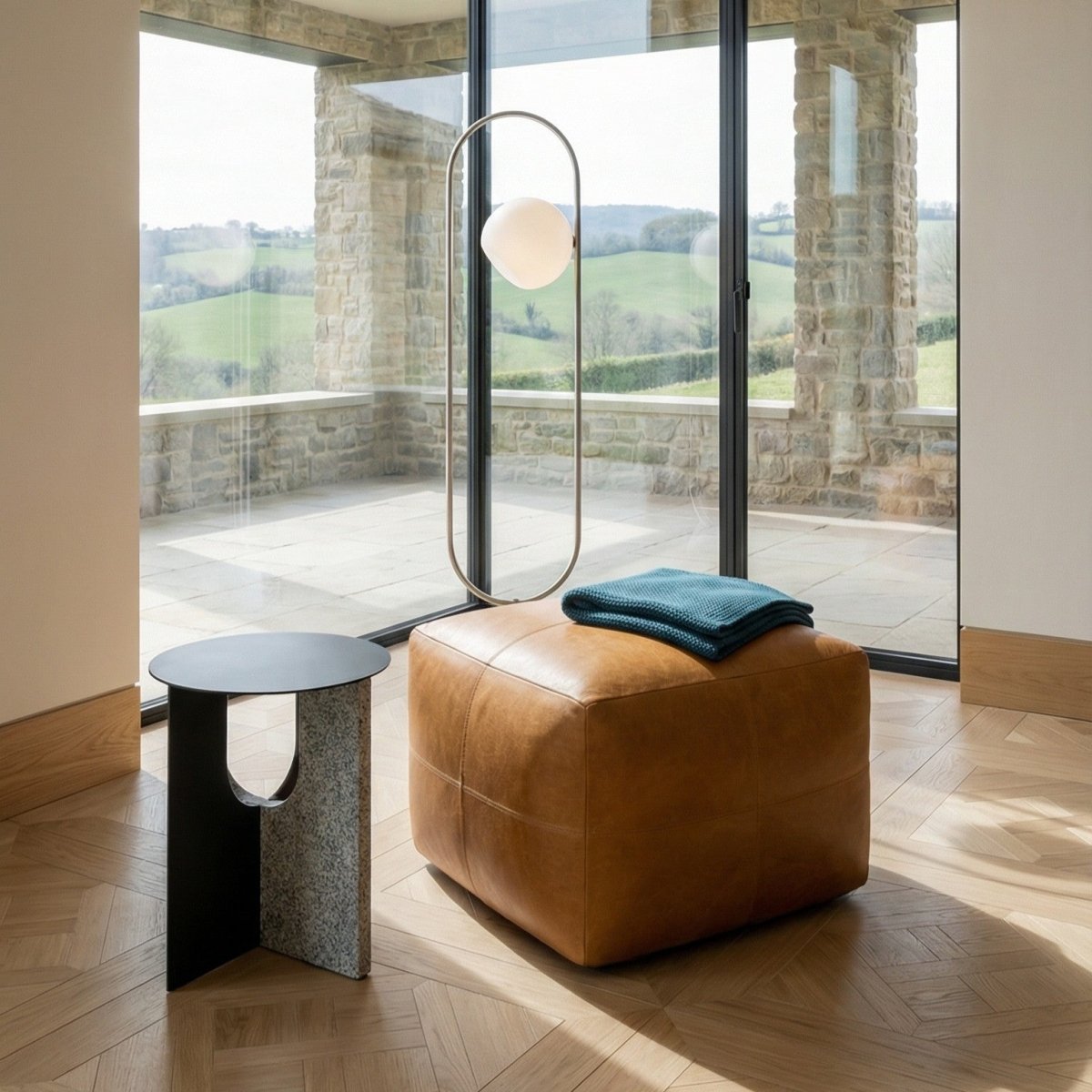 Tenna Pouf 50x50x45 cm - Cognacbraun