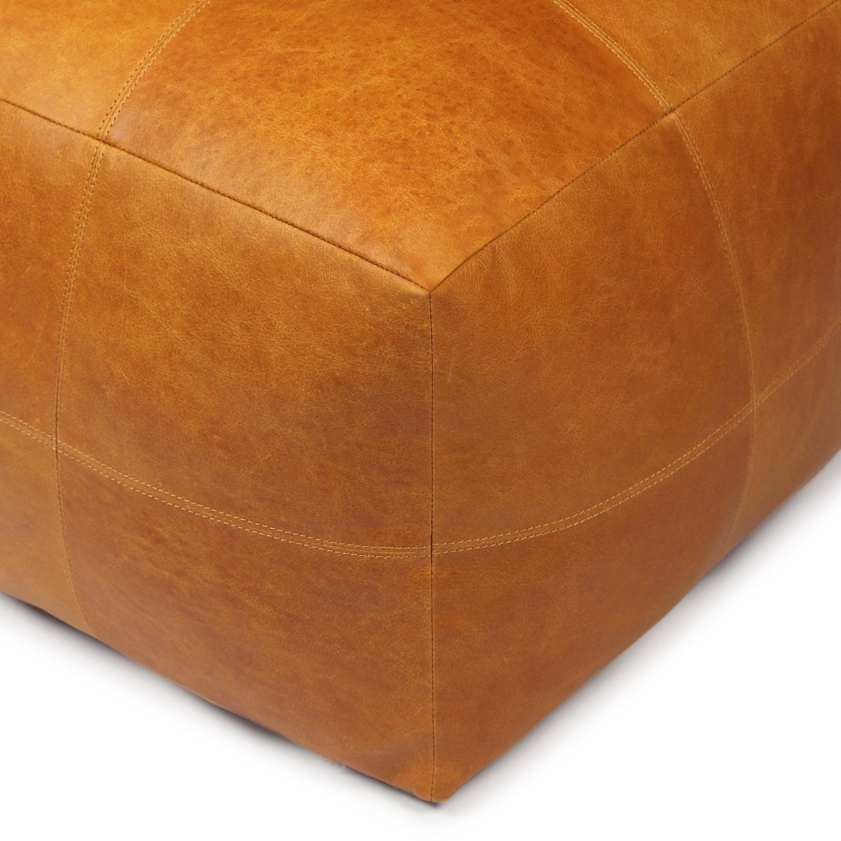 Tenna Pouf 50x50x45 cm - Cognacbraun