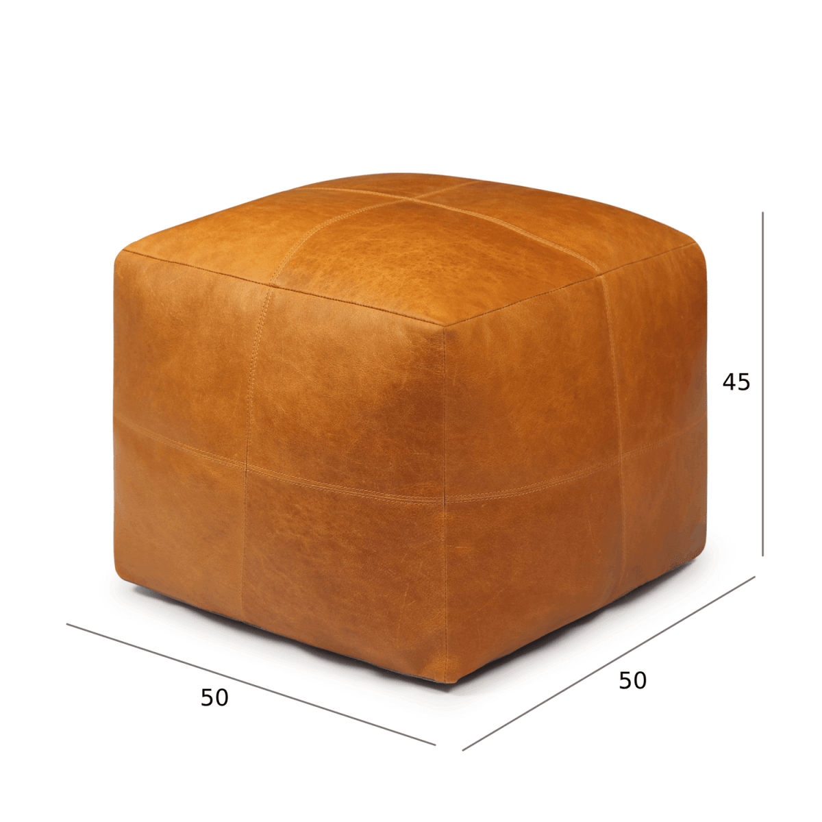Tenna Pouf 50x50x45 cm - Cognacbraun