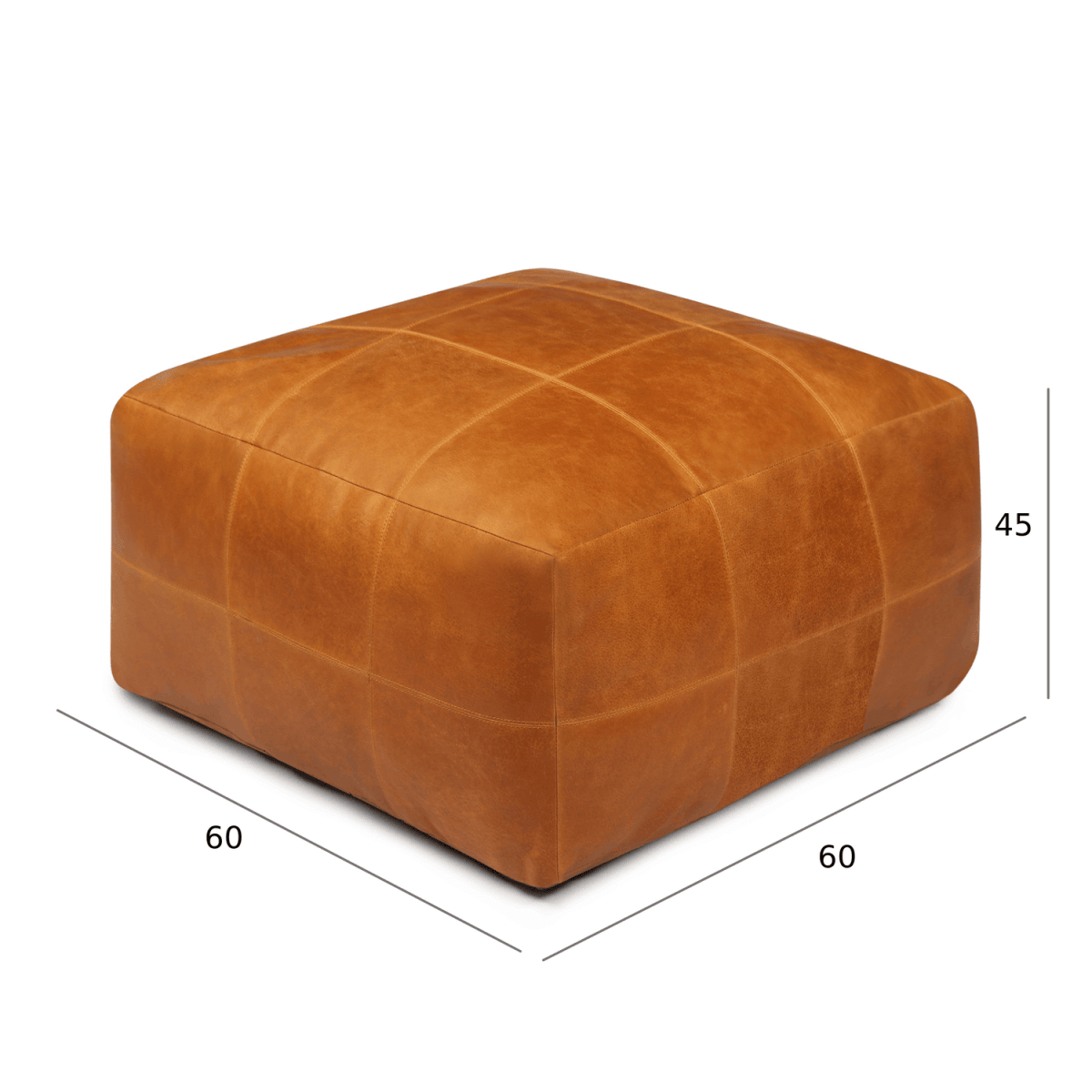 Tenna Pouf 60x60x45 cm - Cognacbraun