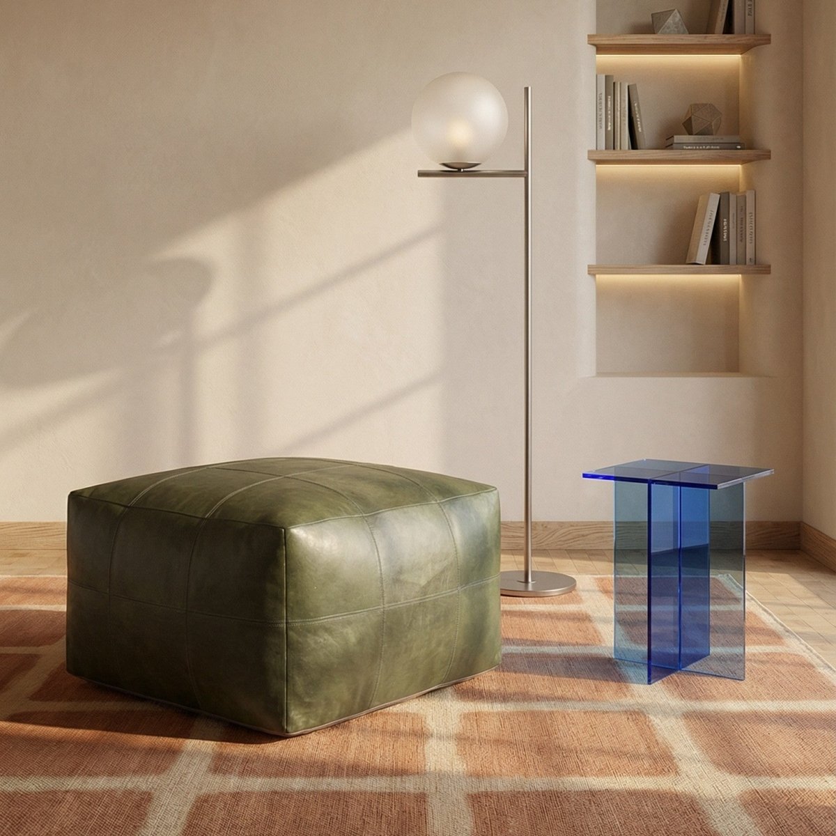 Tenna Pouf 60x60x45 cm - Olivgrün