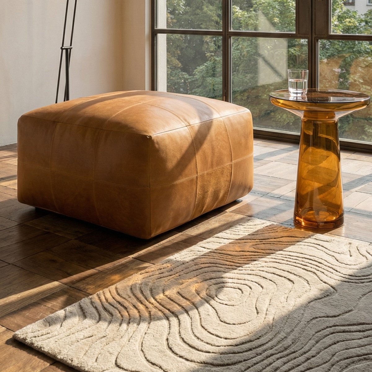 Tenna Pouf 75x75x45 cm - Cognacbraun