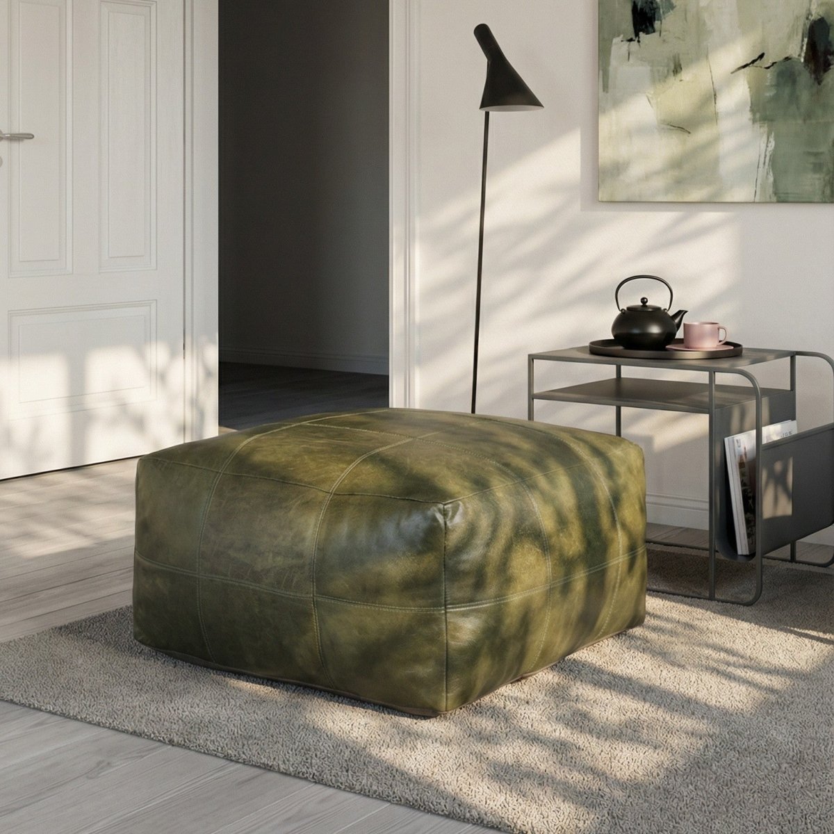 Tenna Pouf 75x75x45 cm - Olivgrün