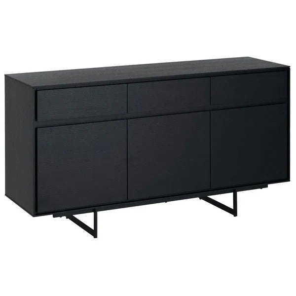 FURNHOUSE Tokyo Sideboard mit 3 Türen - 155 cm breit - Eiche Schwarz