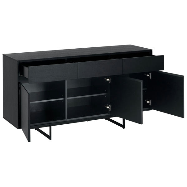 Sideboard mit 3 Türen - 155 cm breit - Schwarz