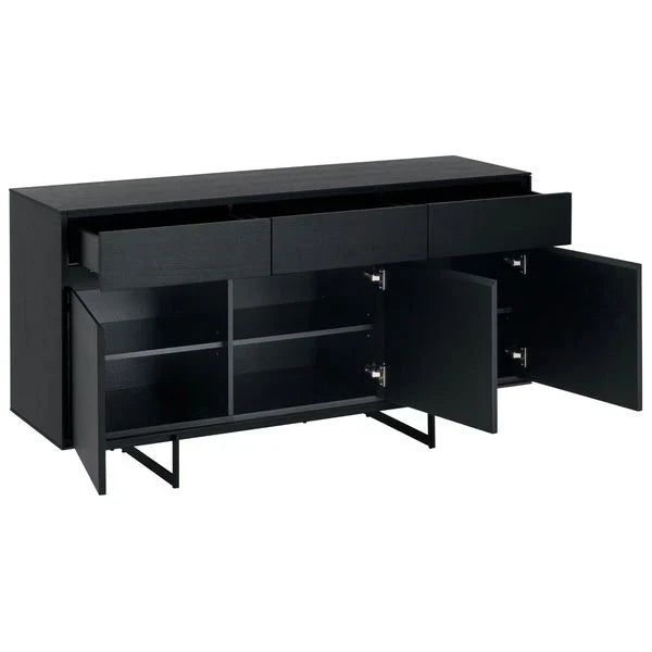 FURNHOUSE Tokyo Sideboard mit 3 Türen - 155 cm breit - Eiche Schwarz