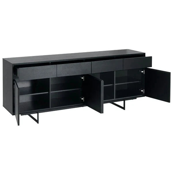 FURNHOUSE Tokyo Sideboard mit 4 Türen - 205 cm breit - Eiche Schwarz