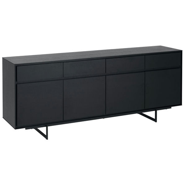 Sideboard mit 4 Türen - 205 cm breit - Schwarz