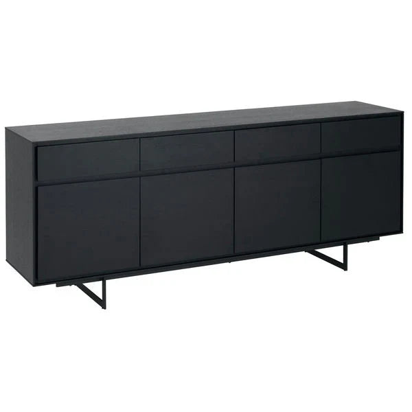 FURNHOUSE Tokyo Sideboard mit 4 Türen - 205 cm breit - Eiche Schwarz
