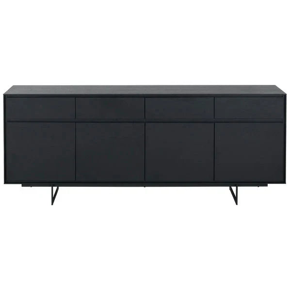 FURNHOUSE Tokyo Sideboard mit 4 Türen - 205 cm breit - Eiche Schwarz