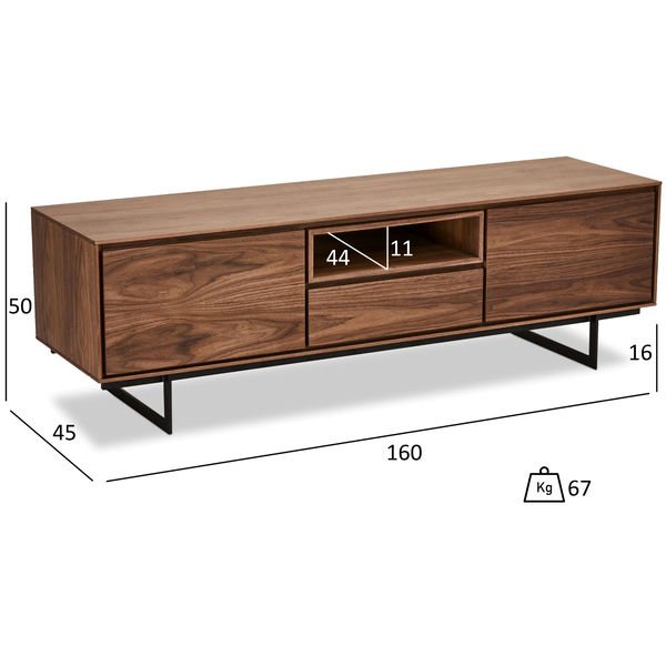 Tokyo TV-Lowboard 160 cm – Amerikanische Walnuss | ibbedesign