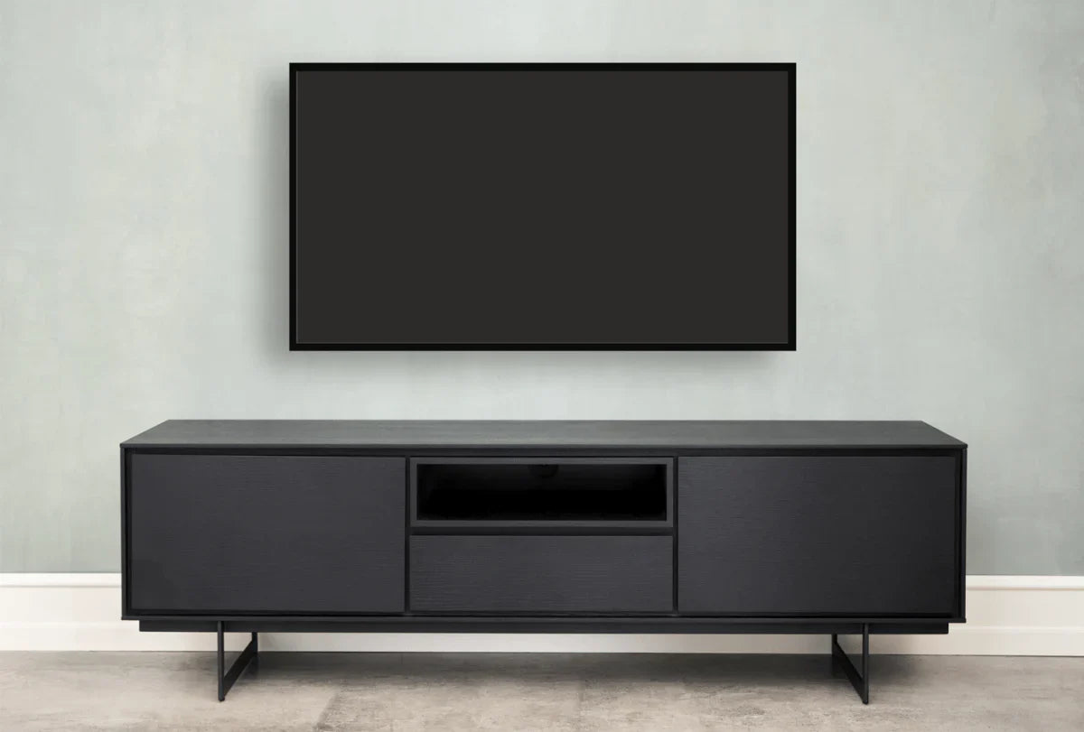 FURNHOUSE Tokyo TV-Tisch mit 2 Türen - 160 cm breit - Eiche Schwarz