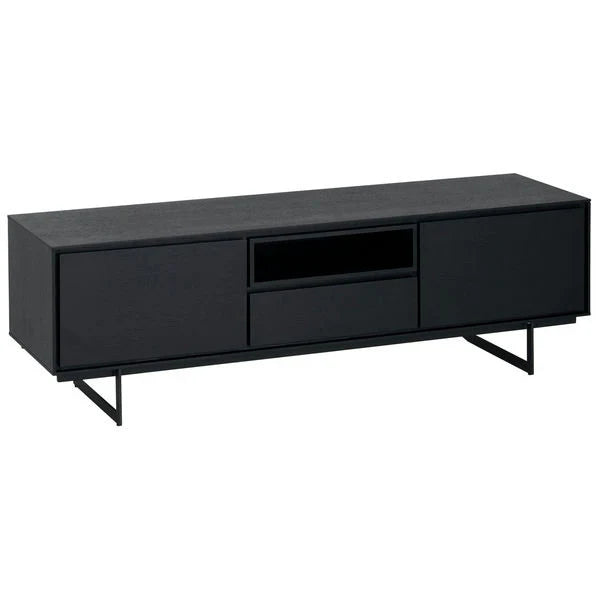 FURNHOUSE Tokyo TV-Tisch mit 2 Türen - 160 cm breit - Eiche Schwarz