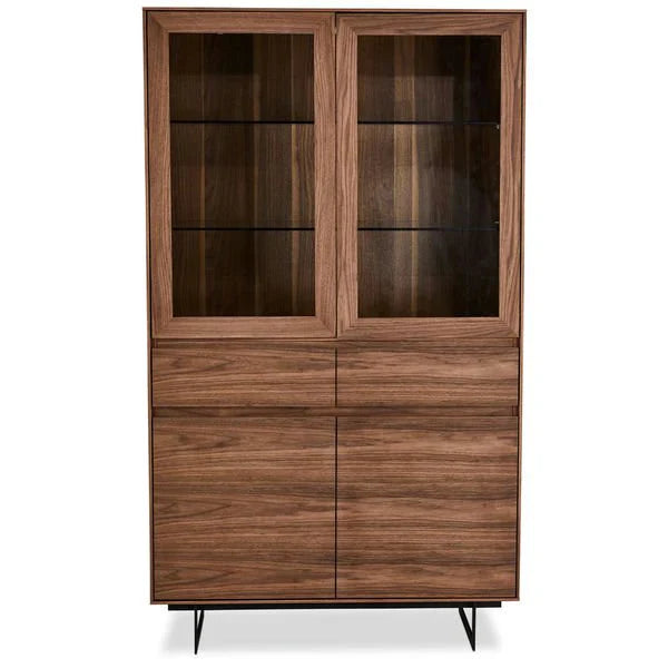 FURNHOUSE Tokyo Vitrine mit LED-Beleuchtung - 110 cm breit - Amerikanische Walnuss