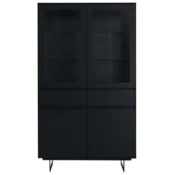 FURNHOUSE Tokyo Vitrine mit LED-Beleuchtung - 110 cm breit - Eiche Schwarz