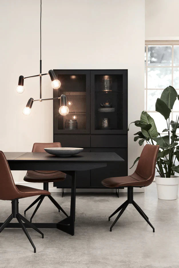 FURNHOUSE Tokyo Vitrine mit LED-Beleuchtung - 110 cm breit - Eiche Schwarz