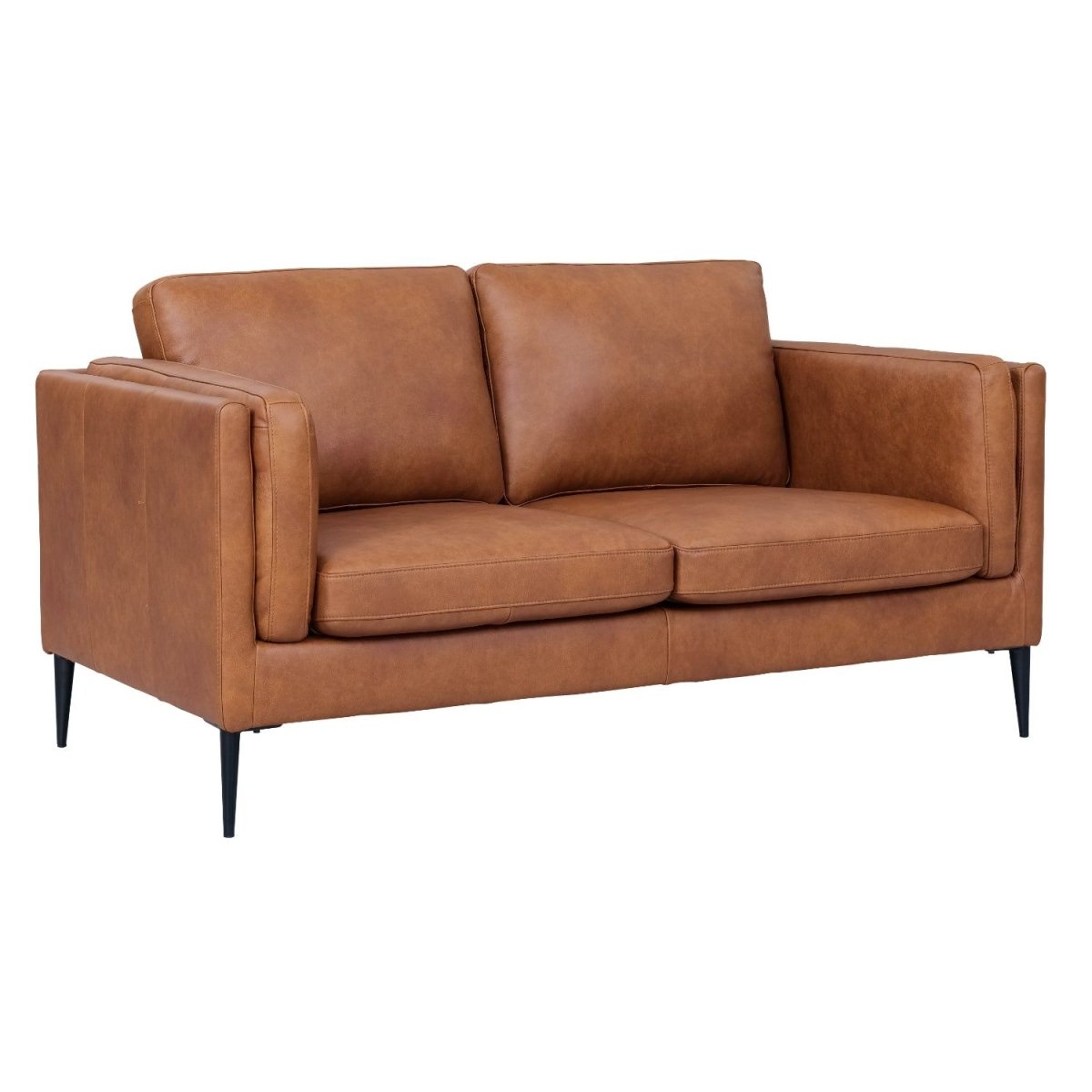2-Sitzer Ledersofa - Echtleder Cognac Braun