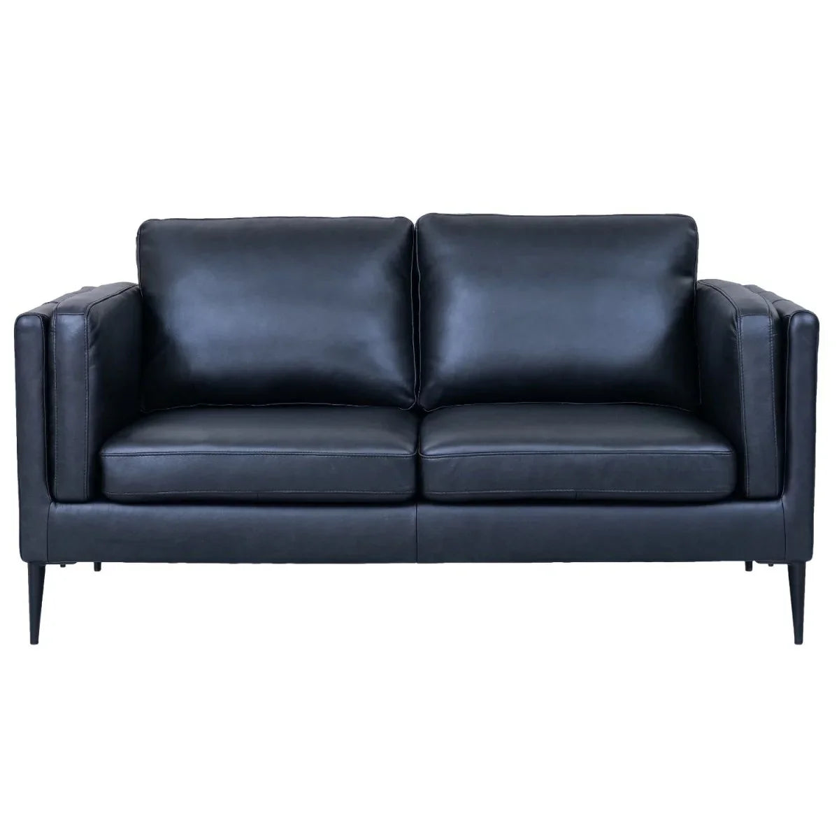FURNHOUSE Valencia 2-Sitzer Ledersofa - Echtleder Schwarz