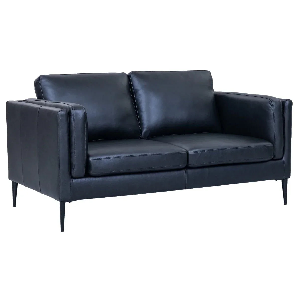 FURNHOUSE Valencia 2-Sitzer Ledersofa - Echtleder Schwarz