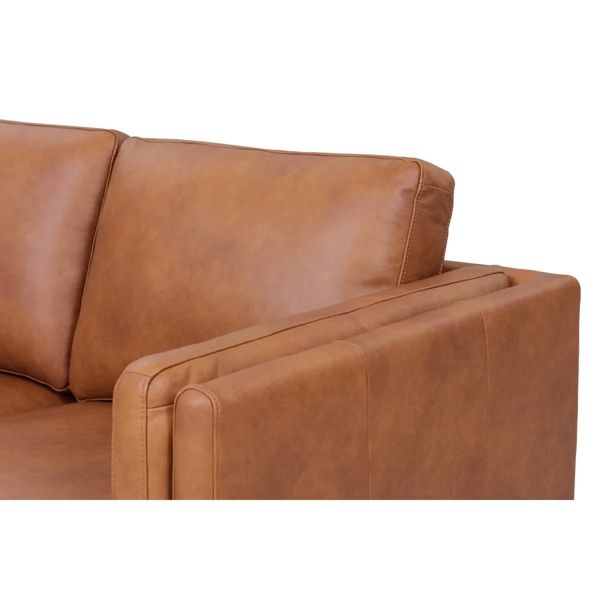 FURNHOUSE Valencia 3-Sitzer Ledersofa - Echtleder Cognac Braun
