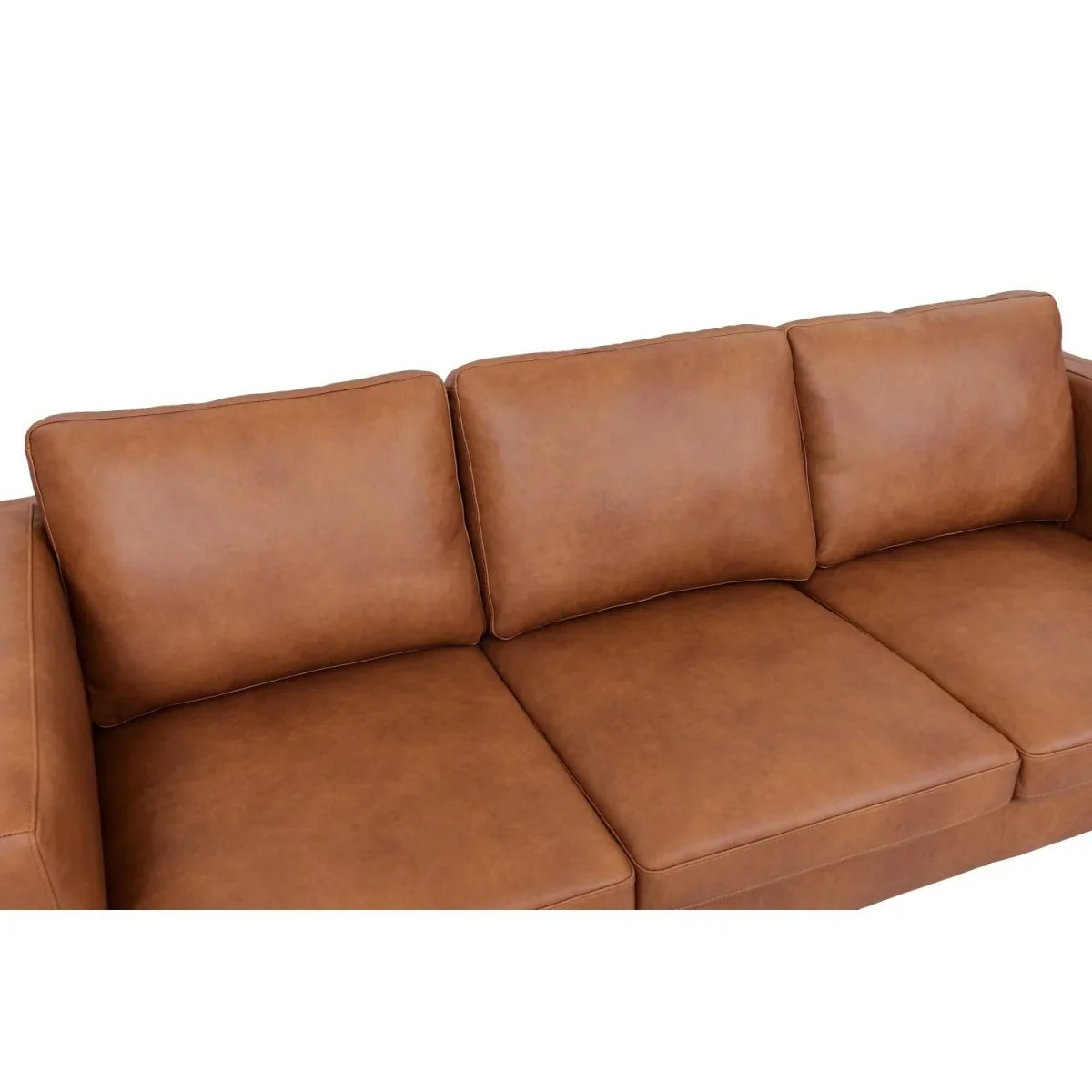 FURNHOUSE Valencia 3-Sitzer Ledersofa - Echtleder Cognac Braun