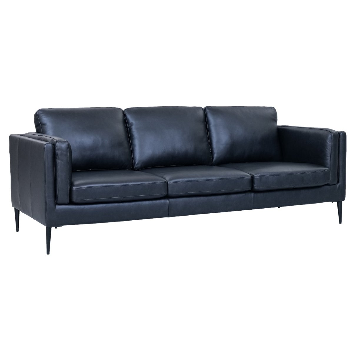 3-Sitzer Ledersofa - Echtleder Schwarz