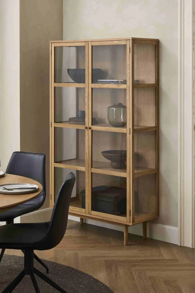 Vitrine mit Glastüren - 100 cm breit - Wildeiche